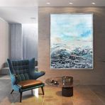Buzul Yağlı Boya Dokulu Tablo 100X150 Siyah Çerçeveli