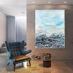 Buzul Yağlı Boya Dokulu Tablo 60X90 Siyah Çerçeveli