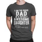buzz shirts Vızıltı gömlekleri Babalar için Hediye - Proud DAD of an Awesome Daughter Erkek Organik Tişört Hediye Doğum Günü Babalar Günü, koyu renkli odun kömürü, M