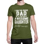 buzz shirts Vızıltı gömlekleri Babalar için Hediye - Proud DAD of an Awesome Daughter Erkek Organik Tişört Hediye Doğum Günü Babalar Günü, yeşil (Military Green), XXL