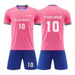BVCL futbol forması ve şort, herhangi bir isim, numara, takım, logo (renk: Pembe, Beden : 1)