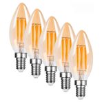 BVCL LED Filament Mum Ampulleri E14, C35 4 W Retro Kısılamaz LED Mum Ampulü, 4 W 320 Lümen 35 Watt, 2300K Sıcak Beyaz, Edison Lamba, 5'li Paket