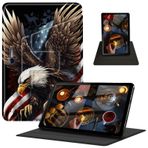 BVDIKMI Kılıf 12,3 inç Microsoft Surface Pro 7/Pro 6/Pro 5/Pro 4, 360 Derece Dönebilen Stand PU Deri Kılıf Yüzey Pro 7 Plus, ABD Bayrağı Kartal için Otomatik Uyandırma Uyku ile