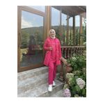 Bwest Fuşya 71149 Dafne Cepli Eşofman Kolsuz Yelek Beli Lastikli Pantolon Üçlü Takım