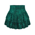 BWGHBH Kadın Mini etek şort ile sevimli yüksek bel pullu fırfır dökümlü Glitter kısa etekler gece dışarı kulüp parti, yeşil, L