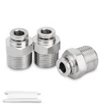 Bwintech 3 Adet 10mm Boru OD x 1/4 BSP Erkek Dişli Düz Paslanmaz Çelik Bağlamak için Pnömatik İtme Kilidi Uydurma