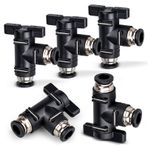 Bwintech 5 adet 12 mm pnömatik küresel vana, fiş bağlantılı, BUL hava akışı ayar valfi, düz hızlı bağlantı, hava hortumu rakorları