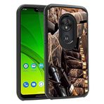 BWOOLL Motorola Moto G7 Power/Moto G7 için Kılıf Hibrit Sert PC ve Yumuşak Silikon Çift Katmanlı Darbeye Dayanıklı Koruma Kılıfı, Ördek Avı Kamuflaj Av Tüfeği Mermiler Yıpranma