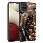 BWOOLL Samsung Galaxy A12 5G 6,5 inç (2021) için kılıf, hibrit sert PC ve yumuşak silikon çift katmanlı darbeye dayanıklı koruma kılıfı, ördek avcısı, kamuflaj av tüfeği mermi