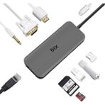 BX11HB Type-C To HDMI VGA Ethernet 3.5 mm Jack USB 3.0 Pd Kart Okuyucu Dönüştürücü Adaptör