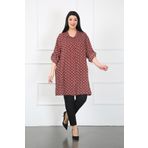 By Alba Collection Kadın Bordo Pamuk Viskon Büyük Beden Tunik