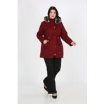 By Alba Collection Kadın Kısa Gabardin Içi Kıvırcık Büyük Beden Mont Bordo