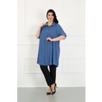 By Alba Collection Kadın Kot Kumaş Büyük Beden Tunik