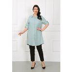By Alba Collection Kadın Mint Yeşili Soft Keten Büyük Beden Tunik