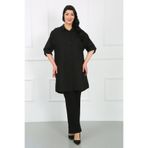 By Alba Collection Kadın Siyah Dubai Kumaş Büyük Beden Tunik