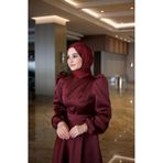 By Atelier Bordo Diana Omzu Biyeli Tesettür Abiye