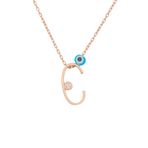 By Barun Silver Rose 925 Ayar C Harfi Gümüş Kolye