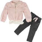 by BebekOdam Kız Çocuk Pembe Ceket Siyah Kot Pantolonlu Badili Takım 3'lü Takım - 1015605 - 2 Yaş