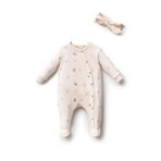 BY BUBBLES %100 ORGANİK KELEBEK DESENLİ PATİKLİ TULUM (EKRU, 0-3 AY)