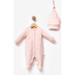 By Bubbles %100 Organik Pamuk Pudra - Pembe Balloon Baskı Unisex Patikli Bebek Tulumu Truvakar Kol - 3 - 6 Ay