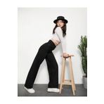 By Caspita Fashion Lenithra Kadın Yüksel Bel Siyah Palazzo Geniş Paça Salaş Denim Jean Likrasız