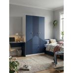 By Cino BYCİNO Cenova 3 Kapaklı 2 Çekmeceli Modern Tasarım Mdf Membran Kapak Lambiri Lacivert Gardırop