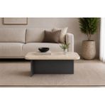 By Cino Napoli Membran Mdf Traverten Desenli Asimetrik Ayaklı Modern Orta Sehpa - TRAVERTEN-GRİ