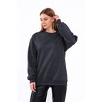 BY COMEOR Antrasit Kadın Pamuklu Oversize Basic Bisiklet Yaka Sweatshirt XS