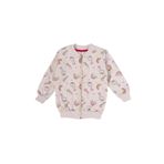 BY COMEOR CMRCC01 Kız Çocuk Fermuarlı Ön Arka Baskılı Mevsimlik 3-4 Pembe Sweat Hırka