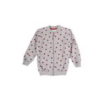 BY COMEOR CMRCC01 Kız Çocuk Fermuarlı Ön Arka Baskılı Mevsimlik 5-6 Gri Sweat Hırka