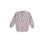 BY COMEOR CMRCC01 Kız Çocuk Fermuarlı Ön Arka Baskılı Mevsimlik 6-7 Gri Sweat Hırka