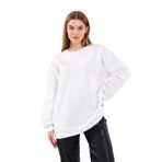 BY COMEOR Ekru Kadın Pamuklu Oversize Basic Bisiklet Yaka Sweatshirt S