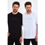 BY COMEOR Erkek Baskılı Basic Oversize Bisiklet Yaka 2'Li Pamuklu T-shirt XS