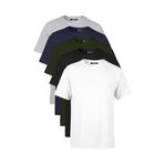 BY COMEOR Erkek Çok Renkli T- Shirt Regular Fit Rahat Kesim Bisiklet Yaka 5'li Basic Tişört Paketi Haki XS