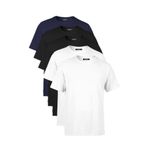 BY COMEOR Erkek Çok Renkli T- Shirt Regular Fit Rahat Kesim Bisiklet Yaka 5'li Basic Tişört Paketi Siyah L