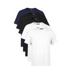 BY COMEOR Erkek Çok Renkli T- Shirt Regular Fit Rahat Kesim Bisiklet Yaka 5'li Basic Tişört Paketi Siyah XL