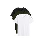BY COMEOR Erkek Çok Renkli T- Shirt Regular Fit Rahat Kesim V Yaka 3'lü Basic Tişört Paketi Haki L