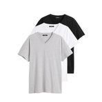 BY COMEOR Erkek Çok Renkli T- Shirt Regular Fit Rahat Kesim V Yaka 3'lü Basic Tişört Paketi Siyah-Gri-Beyaz L
