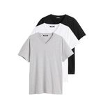 BY COMEOR Erkek Çok Renkli T- Shirt Regular Fit Rahat Kesim V Yaka 3'lü Basic Tişört Paketi Siyah-Gri-Beyaz M
