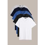BY COMEOR Erkek Çok Renkli T- Shirt Regular Fit Rahat Kesim V Yaka 5'li Basic Tişört Paketi Lacivert M