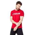BY COMEOR Erkek Kırmızı Önü Yazı Baskılı Kısa Kollu Bisiklet Yaka Basic Slim Fit T-shirt L (Kırmızı, L)