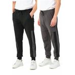 BY COMEOR Erkek Siyah-Antrasit Standart Fit Normal Kesim Düz Paça Cep Fermuarlı Rahat Jogger 2'li Eşofman Altı M
