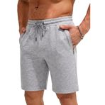 BY COMEOR Erkek şortu, fermuarlı, pamuklu kısa pantolon, spor pantolonu, kısa erkek bermuda koşu pantolonu, koşu şortu, yazlık antrenman pantolonu, Açık gri, 5XL