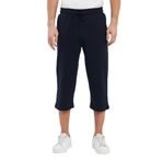 BY COMEOR Erkek Yanları Cepli Bermuda Diz Altı Kapri Beli Ayarlanabilir Lastikli Uzun Şort (Lacivert, 4XL)