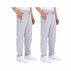 BY COMEOR Eşofman altı erkek pamuk eşofman altı – spor pantolonu, jogging pantolonu, erkek çocuk boş zaman pantolonu, fermuarlı cepler, 2'li paket açık gri, 3XL