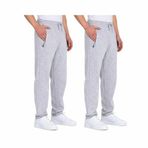 BY COMEOR Eşofman altı erkek pamuk eşofman altı – spor pantolonu, jogging pantolonu, erkek çocuk boş zaman pantolonu, fermuarlı cepler, 2'li paket açık gri, M