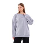 BY COMEOR Gri Kadın Pamuklu Oversize Basic Bisiklet Yaka Sweatshirt XS