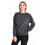 BY COMEOR Kadın Antrasit Basic Bisiklet Yaka Regular Fit Rahat Sweatshirt M