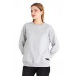 BY COMEOR Kadın Gri Basic Bisiklet Yaka Regular Fit Rahat Sweatshirt L