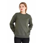 BY COMEOR Kadın Haki Basic Bisiklet Yaka Regular Fit Rahat Sweatshirt M